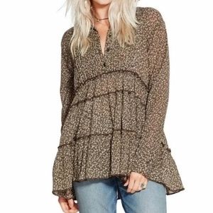 Ralph Lauren Denim & Supply Prairie Tunic Size Large Brown Ditsy Floral Print